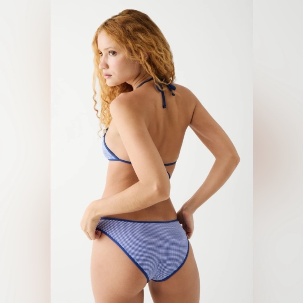 Frankie's Bikinis Blue Gingham Halter Bikini Set